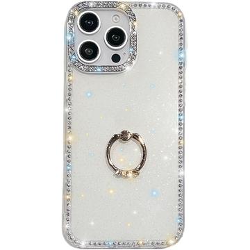 iPhone 16 Pro CrystalGlow Hybride Hoesje met Ringhouder - Wit