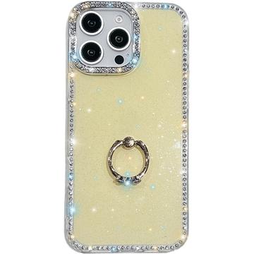 iPhone 16 Pro CrystalGlow Hybride Hoesje met Ringhouder - Geel
