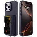 iPhone 16 Pro Hybride Hoesje met Verborgen Spiegel & Kaartsleuf - Zwart
