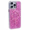 iPhone 16 Pro MagSafe-compatibel glitter pailletten epoxy hoesje - Hot Pink