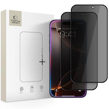 iPhone 16 Pro Max/17 Pro Max Tech-Protect Glass Spy+ Privacy Glazen Screenprotector - 2 stuks. - Zwart