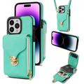iPhone 16 Pro Max alles-in-één hoesje met portemonnee en riem - Mint