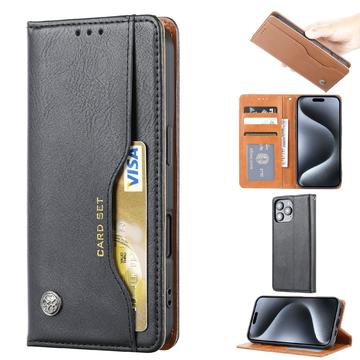 iPhone 16 Pro Max Kaartset Portemonnee Hoesje - Zwart