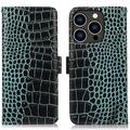 iPhone 16 Pro Max Crocodile Series Wallet Leren Hoesje met RFID