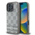 iPhone 16 Pro Max DKNY Geruit Patroon en Streep Hoesje - Beige