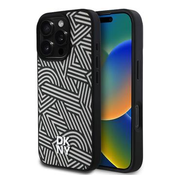 iPhone 16 Pro Max DKNY Crosswalk Patroon hoesje - MagSafe compatibel - Ivoor / Zwart