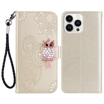 iPhone 16 Pro Max Uil Strass Portemonnee Hoesje