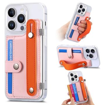 iPhone 16 Pro Max Plastic Hoesje CY1 - Kaartsleuf, Polsband, Kickstand - Roze