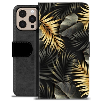 iPhone 16 Pro Max Premium Portemonnee Hoesje - Gouden Bladeren