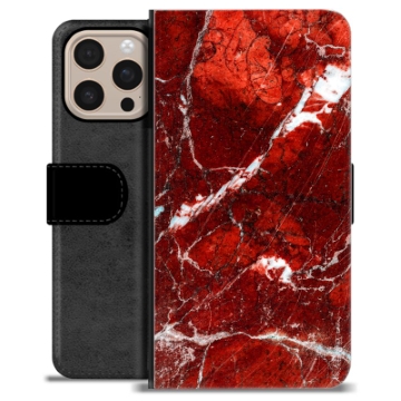 iPhone 16 Pro Max Premium Portemonnee Hoesje - Rode Marmer