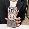iPhone 16 Pro Max Strass Geometrisch Diamantpatroon Hoesje - Roze