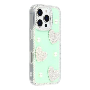 iPhone 16 Pro Max Sprankelende Liefde en Parel Hybride Hoesje
