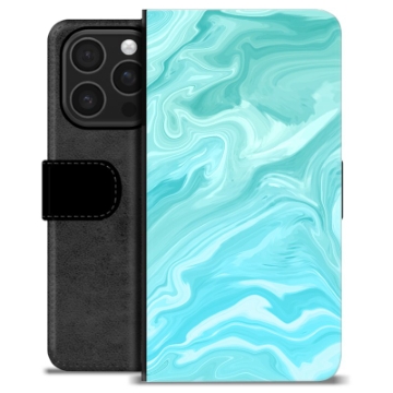 iPhone 16 Pro Premium Portemonnee Hoesje - Blauw Marmer