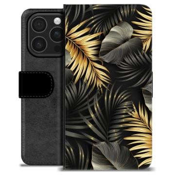 iPhone 16 Pro Premium Portemonnee Hoesje - Gouden Bladeren