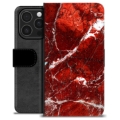 iPhone 16 Pro Premium Portemonnee Hoesje - Rode Marmer
