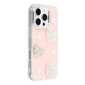 iPhone 16 Pro Sprankelende Liefde en Parel Hybride Hoesje - Roze