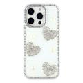 iPhone 16 Pro Sprankelende Liefde en Parel Hybride Hoesje - Wit