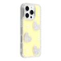 iPhone 16 Pro Sprankelende Liefde en Parel Hybride Hoesje - Geel