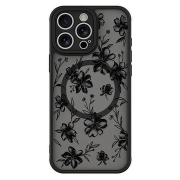 iPhone 16 Pro Stijlvol Beschermend Magnetisch Hoesje - Inktbloemen