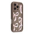 iPhone 16 Pro Stijlvol Schokbestendig TPU Hoesje met Opstaande Randen - Bruin / Grote strik