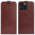 iPhone 16 Pro Verticale Flip Hoesje met Kaartsleuf - Bruin