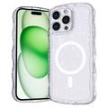iPhone 16 Pro Wave-Edge Laser Glitter MagSafe hoesje - Doorzichtig