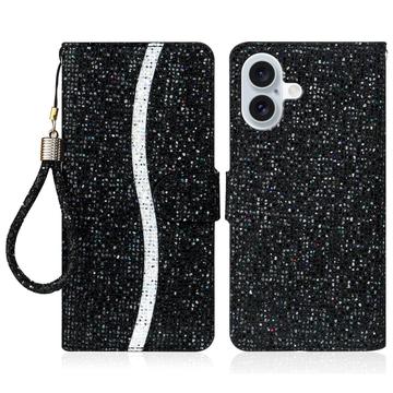 iPhone 16 Stijlvol Glitter Portemonnee Hoesje