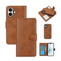 iPhone 16 Vintage 2-in-1 portemonneehoesje met afneembare omslag - bruin