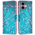 iPhone 16 Wonder Series Portemonnee Hoesje - Wit Bloemen