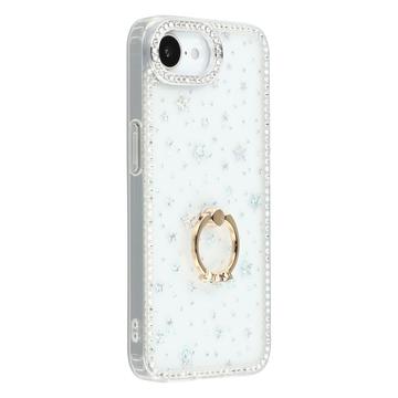 iPhone 16e CrystalGlow Hybride Hoesje met Ringhouder - Sterren / Doorzichtig