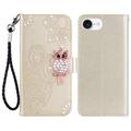 iPhone 16e Uil Strass Portemonnee Hoesje - Goud