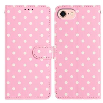 iPhone 16e Polka Dot-patroon Portemonnee Hoesje - Roze