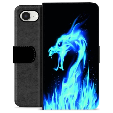 iPhone 16e Premium Portemonnee Hoesje - Blauwe Vuurdraak