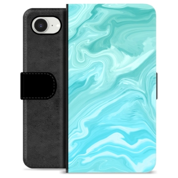 iPhone 16e Premium Portemonnee Hoesje - Blauw Marmer