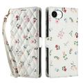 iPhone 16e Ruitvormige Bloemen Portemonnee Hoesje