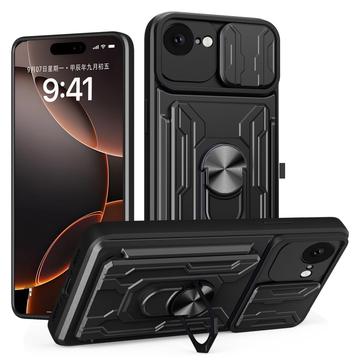iPhone 16e Roterende ring hybride hoesje met camera schild