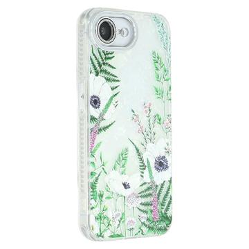 iPhone 16e Voorjaar Gegalvaniseerd IMD Hybride Hoesje met Camerabeveiliging - Groene Bloemen