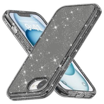iPhone 16e Stylish Glitter Series Hybride Hoesje - Zwart