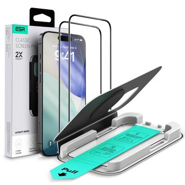 iPhone 17/16 Pro ESR UltraFit Glazen Screenprotector - 9H, 0.3mm - Zwarte Rand