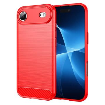 iPhone 17 Air Geborsteld TPU Hoesje - Koolstofvezel - Rood