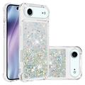iPhone Air Glitter Quicksand TPU Hoesje - Zilveren Harten