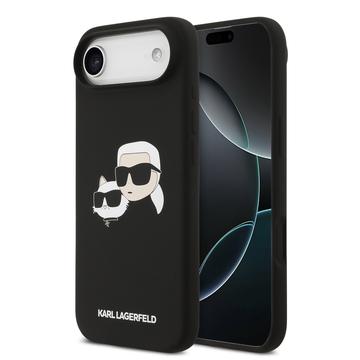 iPhone Air Karl Lagerfeld Double Heads MagSafe Vloeibare siliconen hoes - Zwart
