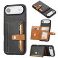 iPhone Air Retro Style Hoesje met Portemonnee - Zwart