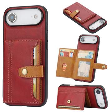 iPhone 17 Air Retro Style Hoesje met Portemonnee - Rood
