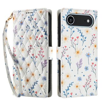 iPhone 17 Air Ruitvormige Bloemen Portemonnee Hoesje