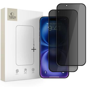 iPhone 17 Air Tech-Protect Glass Spy+ Privacy Glazen Screenprotector - 2 stuks. - Zwart