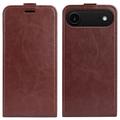 iPhone 17 Air Verticale Flip Hoesje met Kaartsleuf - Bruin