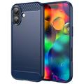 iPhone 17 Geborsteld TPU Hoesje - Koolstofvezel - Blauw