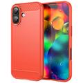 iPhone 17 Geborsteld TPU Hoesje - Koolstofvezel - Rood