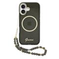 iPhone 17 Guess IML Glitter Script Riem hoesje - Compatibel met MagSafe - Zwart